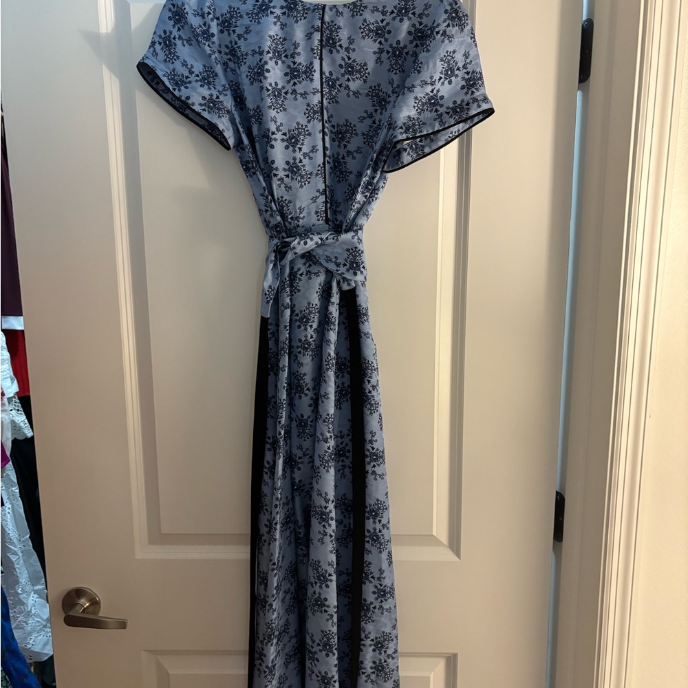 CEFINN 
Rosie Belted Floral-Print Crepe De Chine Midi Dress - Blue